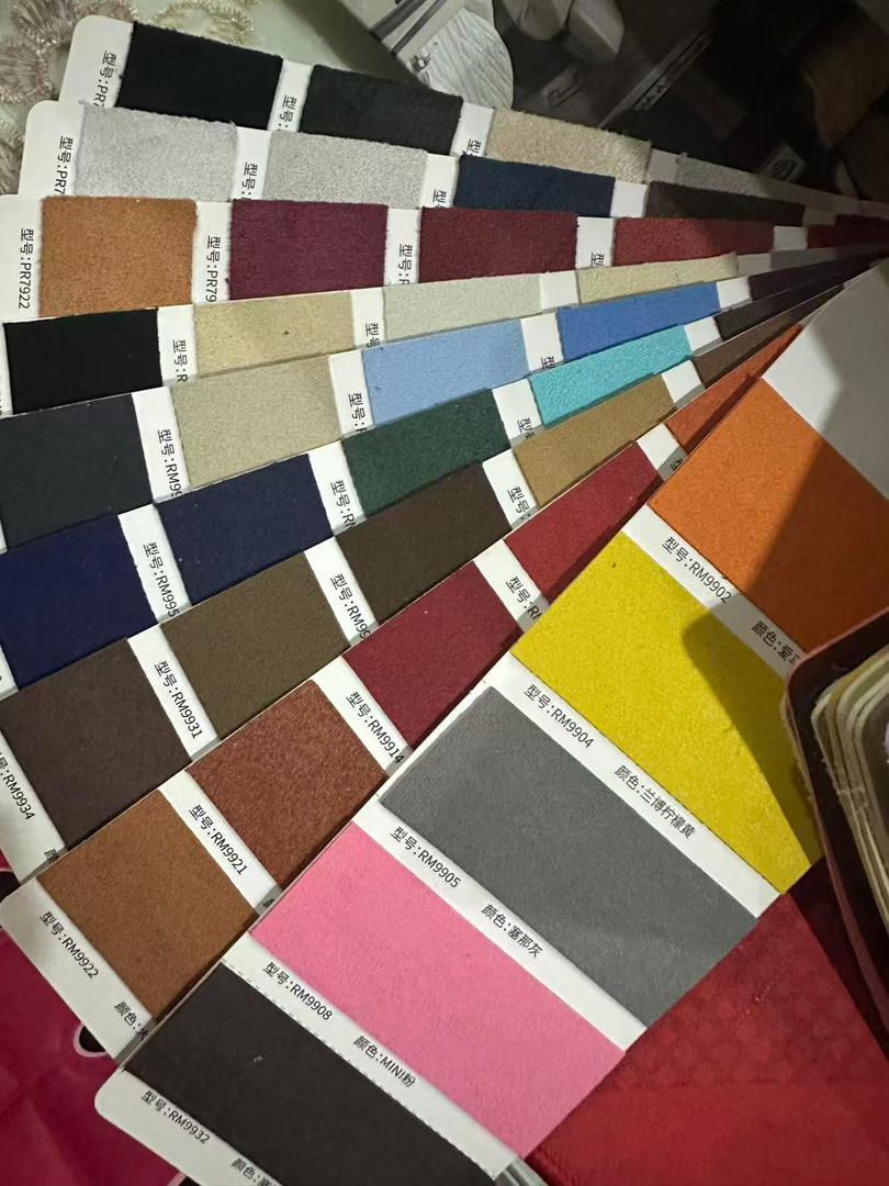 Thumbnail: Color swatches of different fabrics displayed in a fan shape for selection.