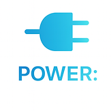 Blue power plug icon with text reading POWER: providing energy.