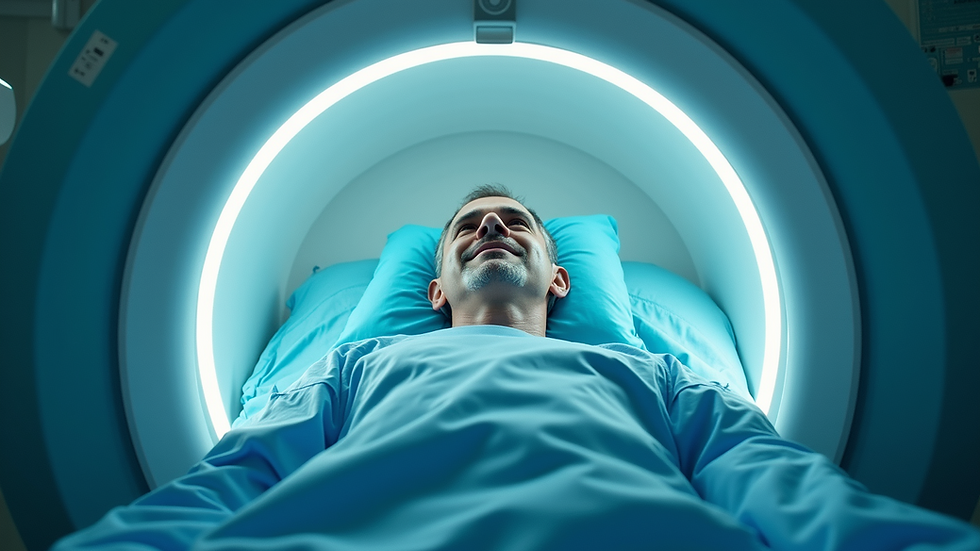 Eye-level view of a patient inside a hyperbaric oxygen chamber
