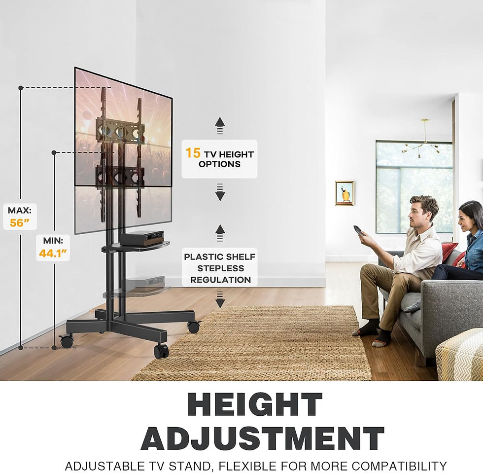 Thumbnail: Adjustable TV stand with Height Adjustment, 15 TV height options and shelf.