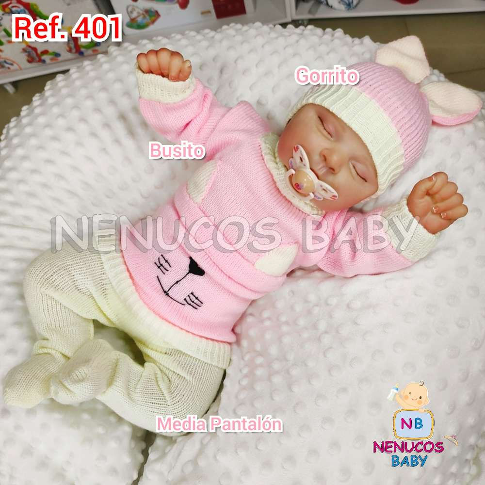 Tejido tres piezas bigotes-Rosa