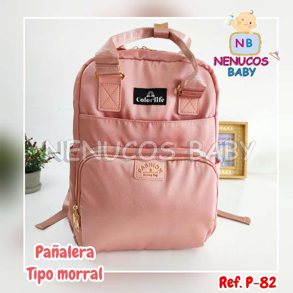 Pañalera rosa  tipo morral fashion 