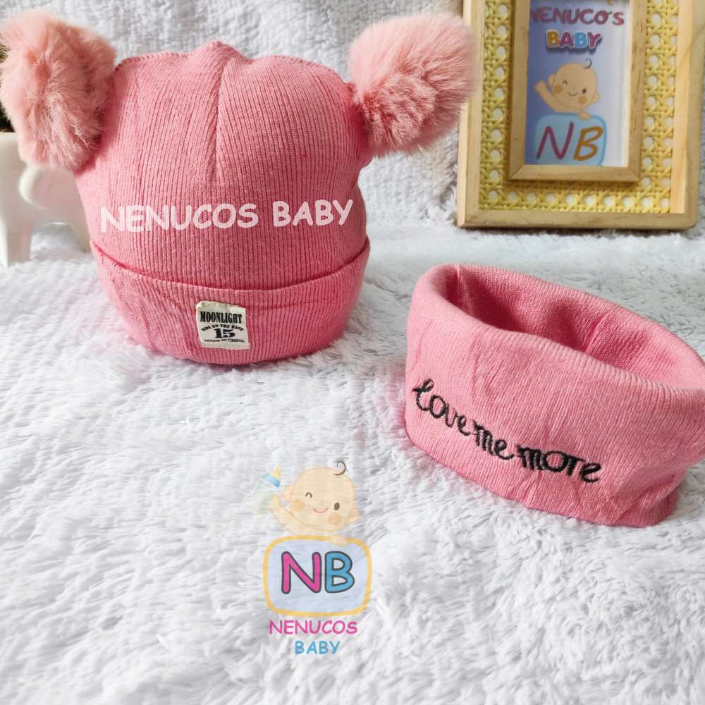 gorro en algodón mas bufanda 6M a 3 años