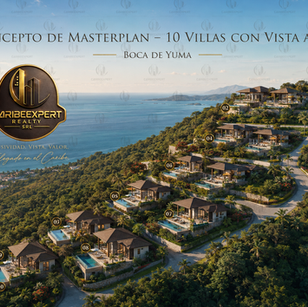 Preliminary LOMA DEL MAR masterplan showing ten hillside villas with sea views in Boca de Yuma