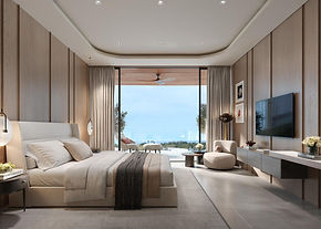 Modernes Schlafzimmer mit großzügigem Platzangebot und harmonischer Inneneinrichtung