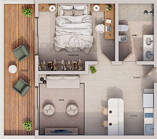 TRACADERO RIVIERA APARTAMENTO TIPO B 68 MT2 Segundo Nivel: 202,800.- USD