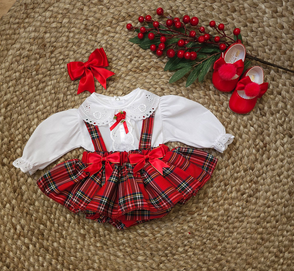 Thumbnail: Babydoll Red Tartan Romper- Pippa