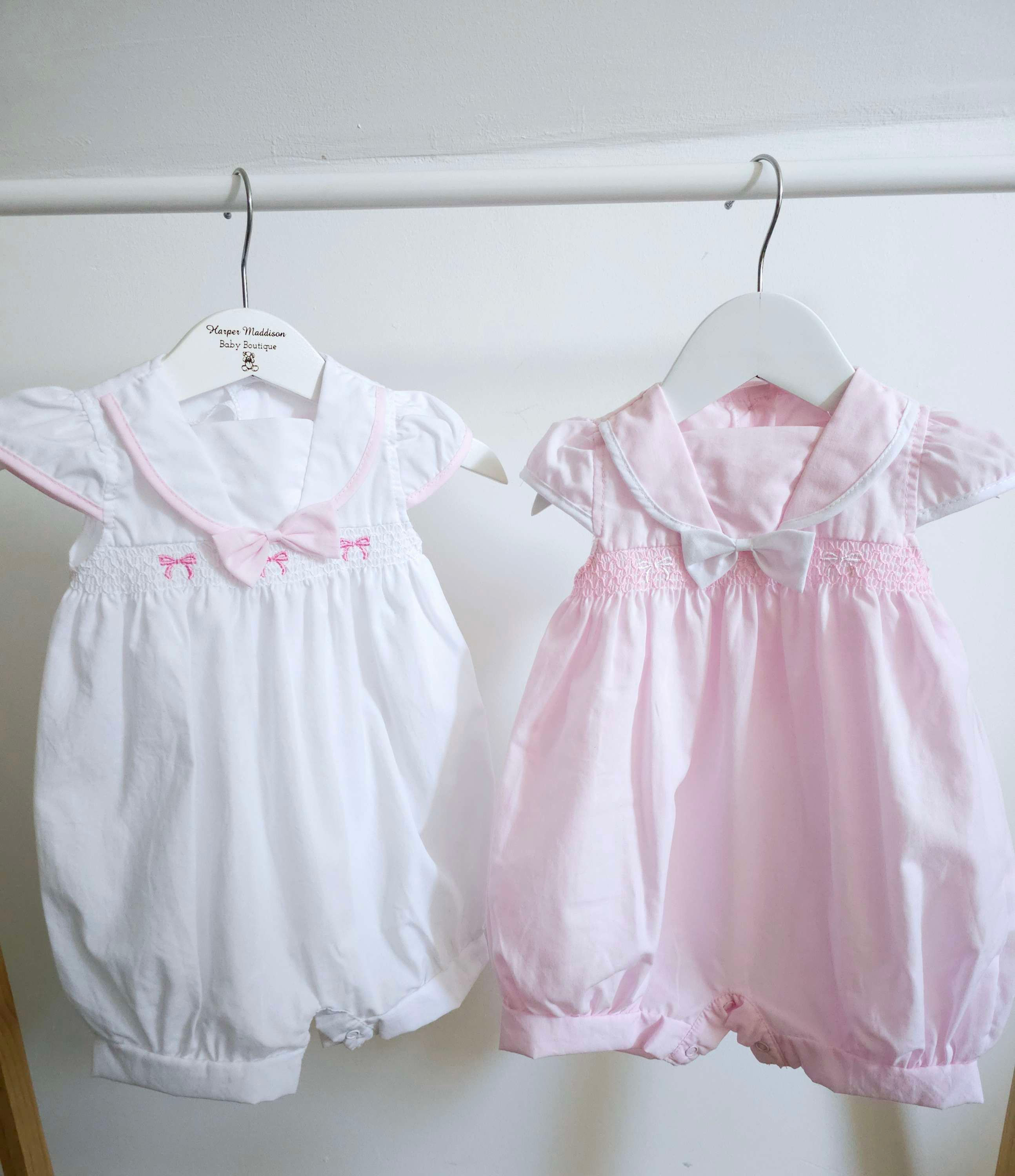 Bow Smocked Sailor Romper- Zenayah