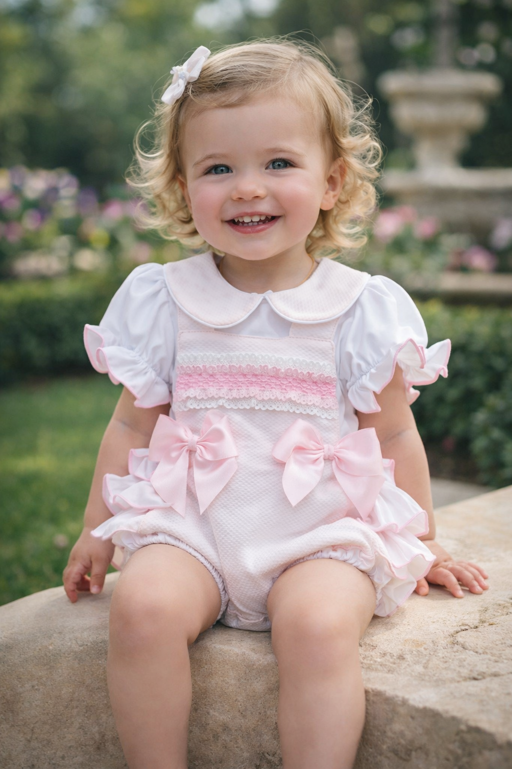 Wee Me Lace & Bow Romper- Brynn