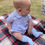 Thumbnail: Blue and White Striped smocked Romper- Caleb