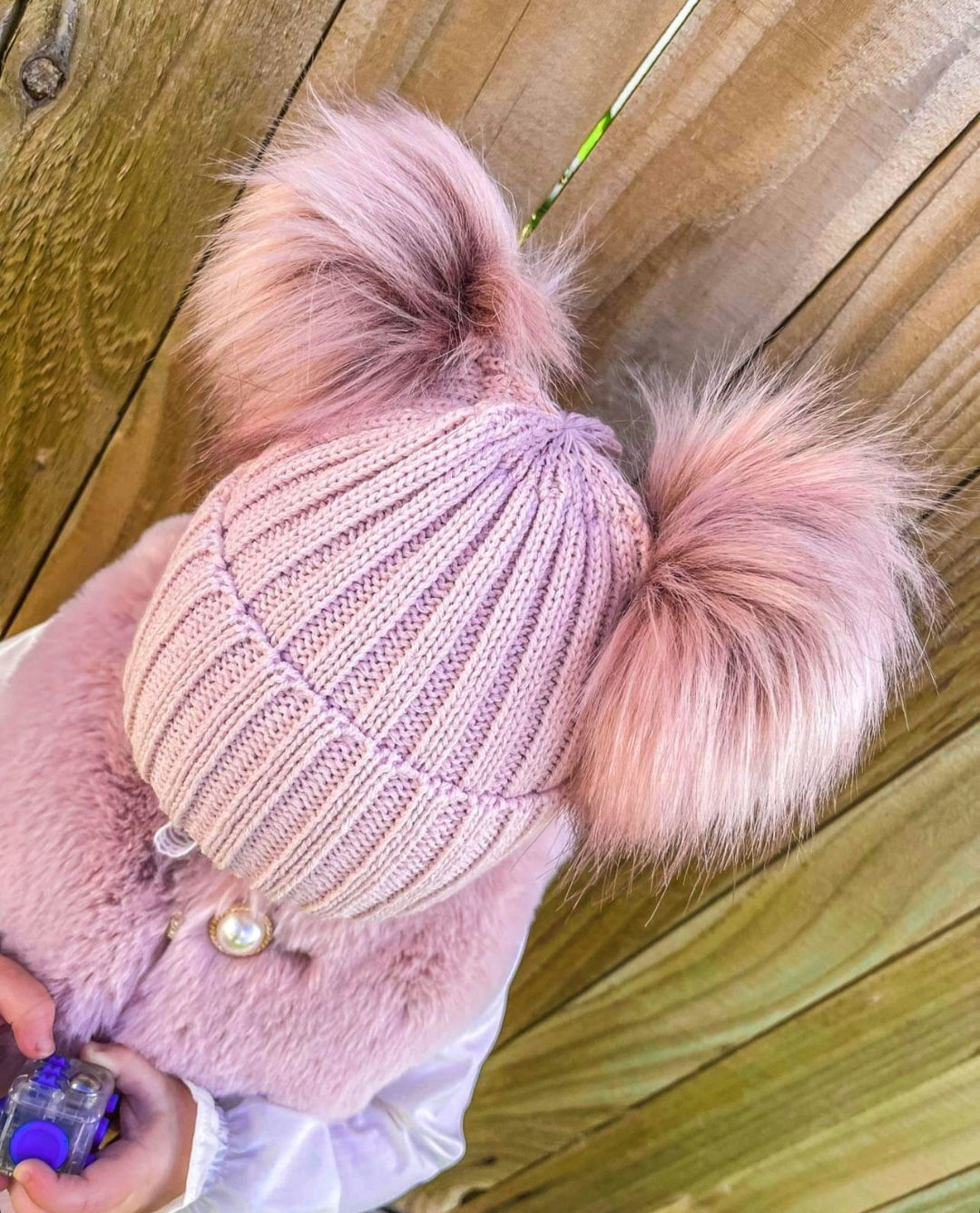 Rose Gold Double Pom Pom Hat