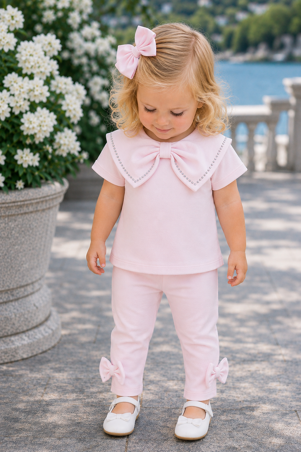 Thumbnail: Visara Diamanté Bow Collar Legging Set- Darla
