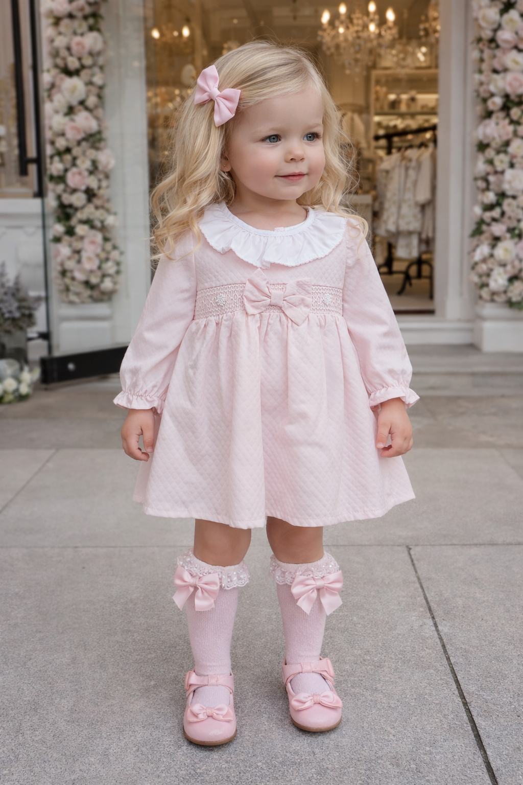 Little Nosh Pink Smocked Dress- Harriet-Rose