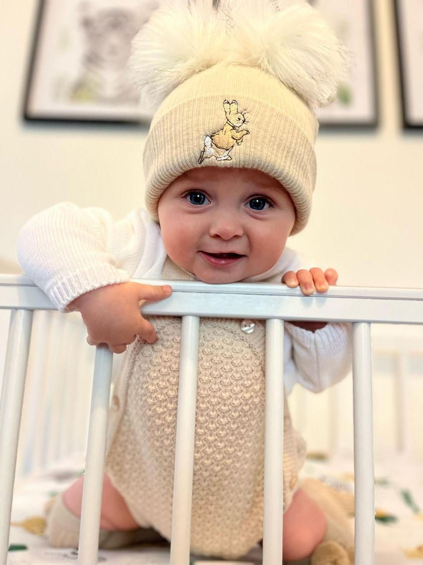 Thumbnail: Unisex Beige Knitted Romper- Cruz