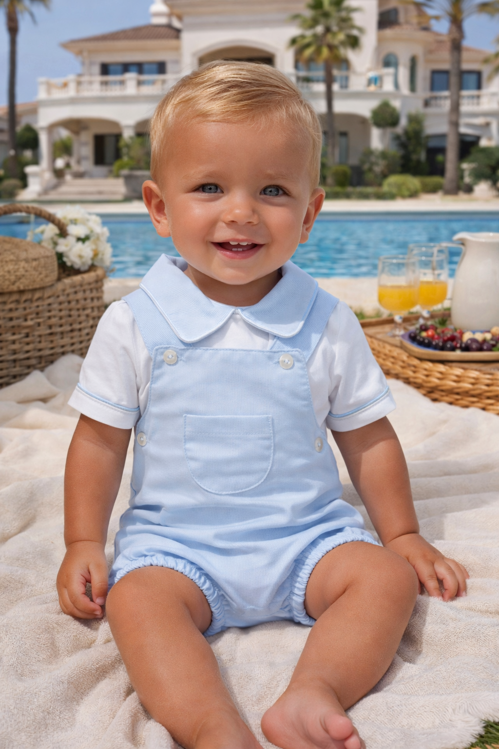 Little Nosh Blue Romper- Caleb