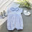 Thumbnail: Blue and White Striped smocked Romper- Caleb