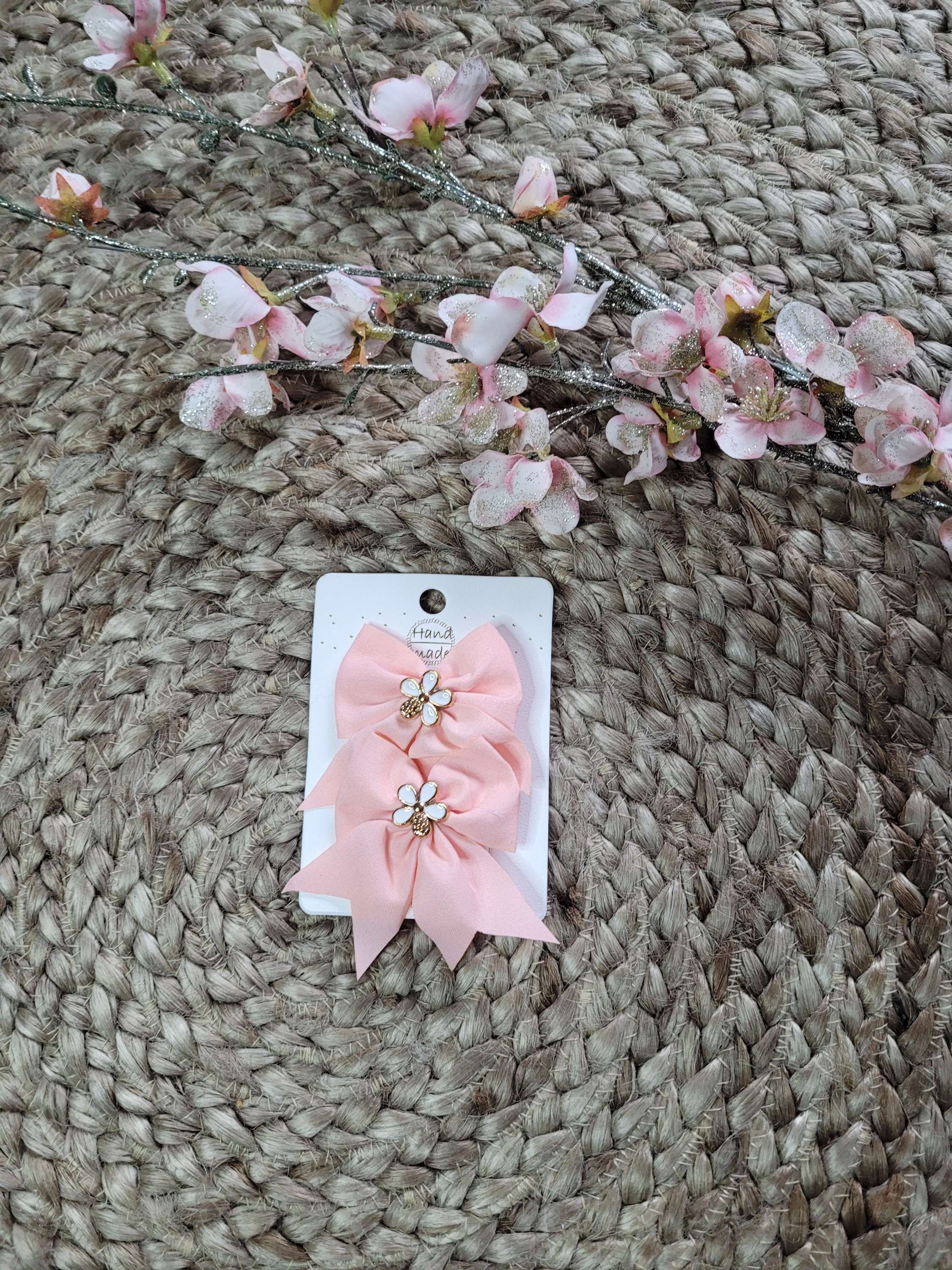 Bow Clips with Flower Gem