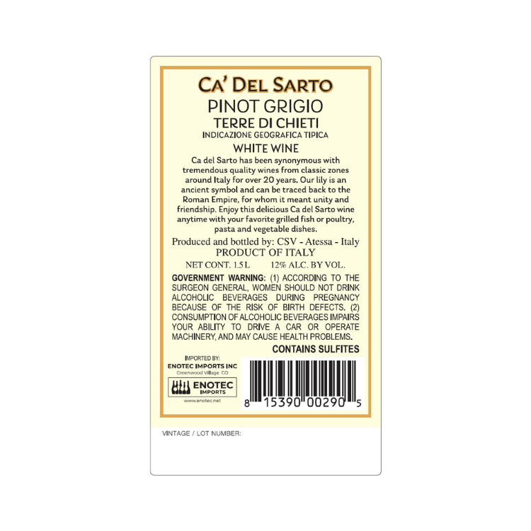 Thumbnail: Ca' del Sarto Pinot Grigio TDC