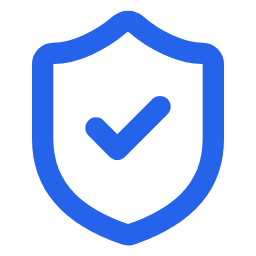 Escudo azul com check para criação de sites profissionais.