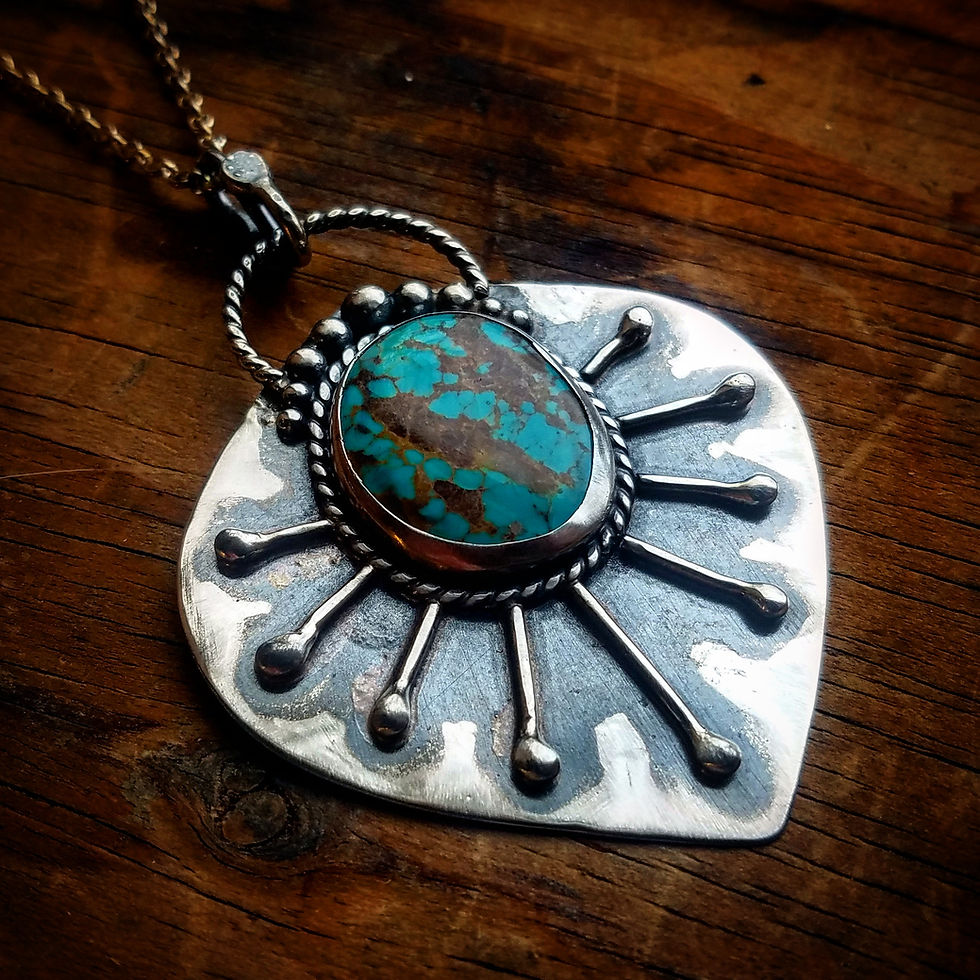 Thumbnail: American Turquoise Pendant - Wholesale - Design: Sunburst