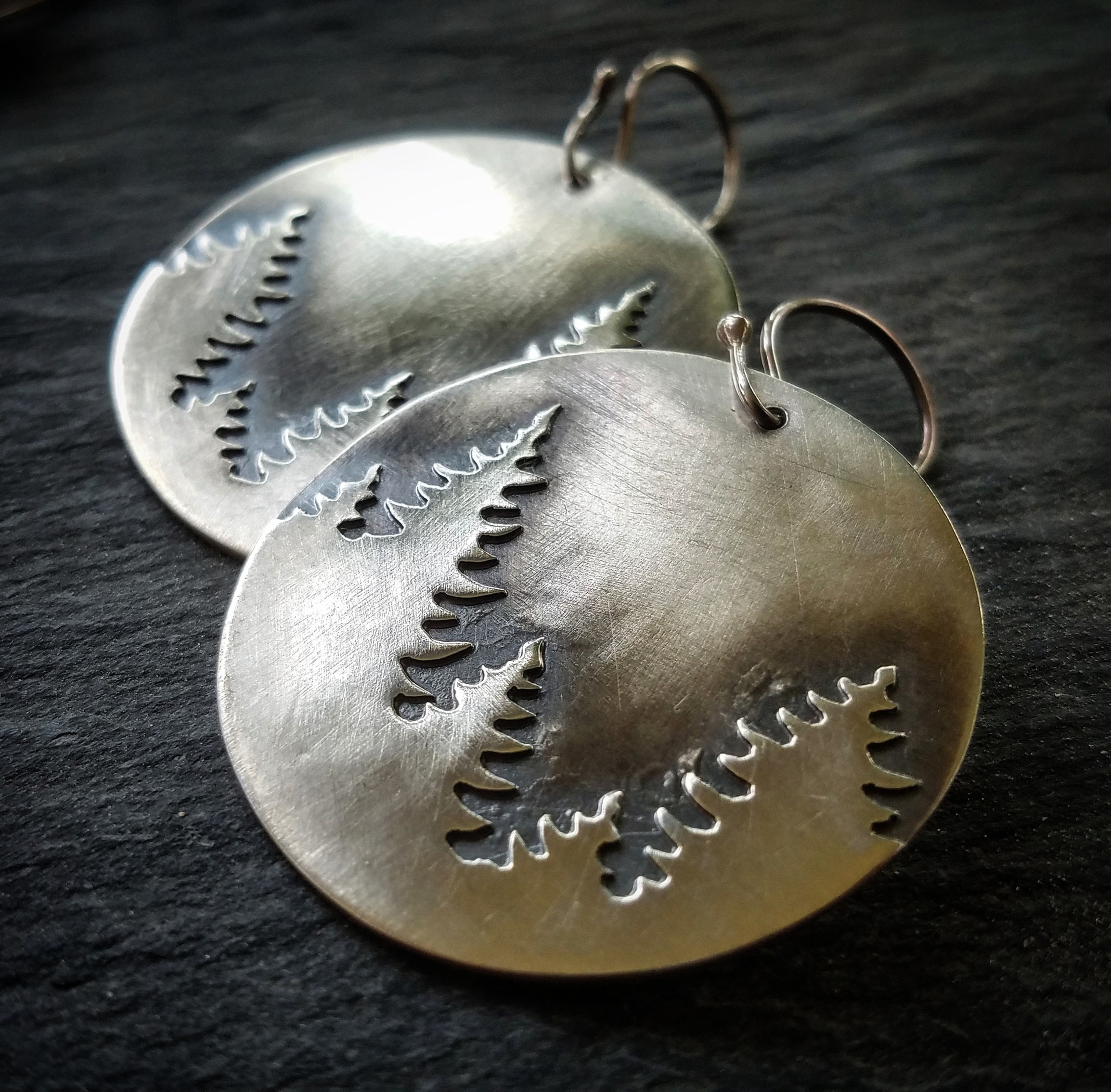 Pine Earrings in Sterling Silver - Round 