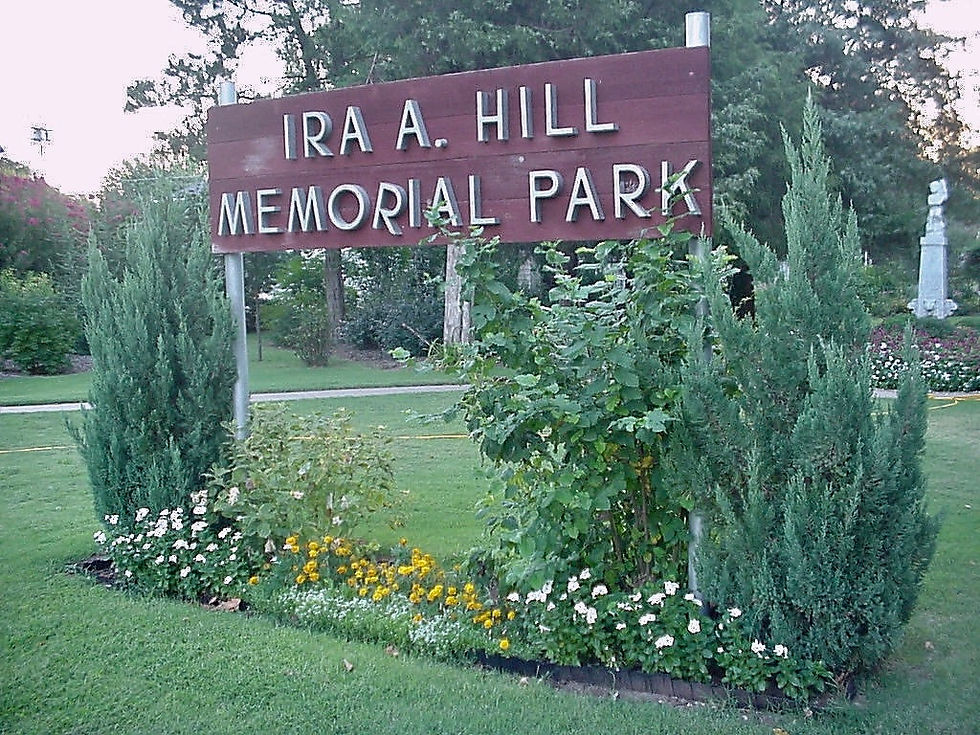 The big red sign at Ira A. Hill Memorial Park makes it easy to spot from State Highway 64 in Cherokee during a trip to Alfalfa County.