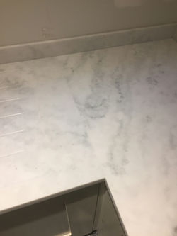 White Minerva worktop installation