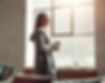 Relax coffee and woman looking out window from her home thinking