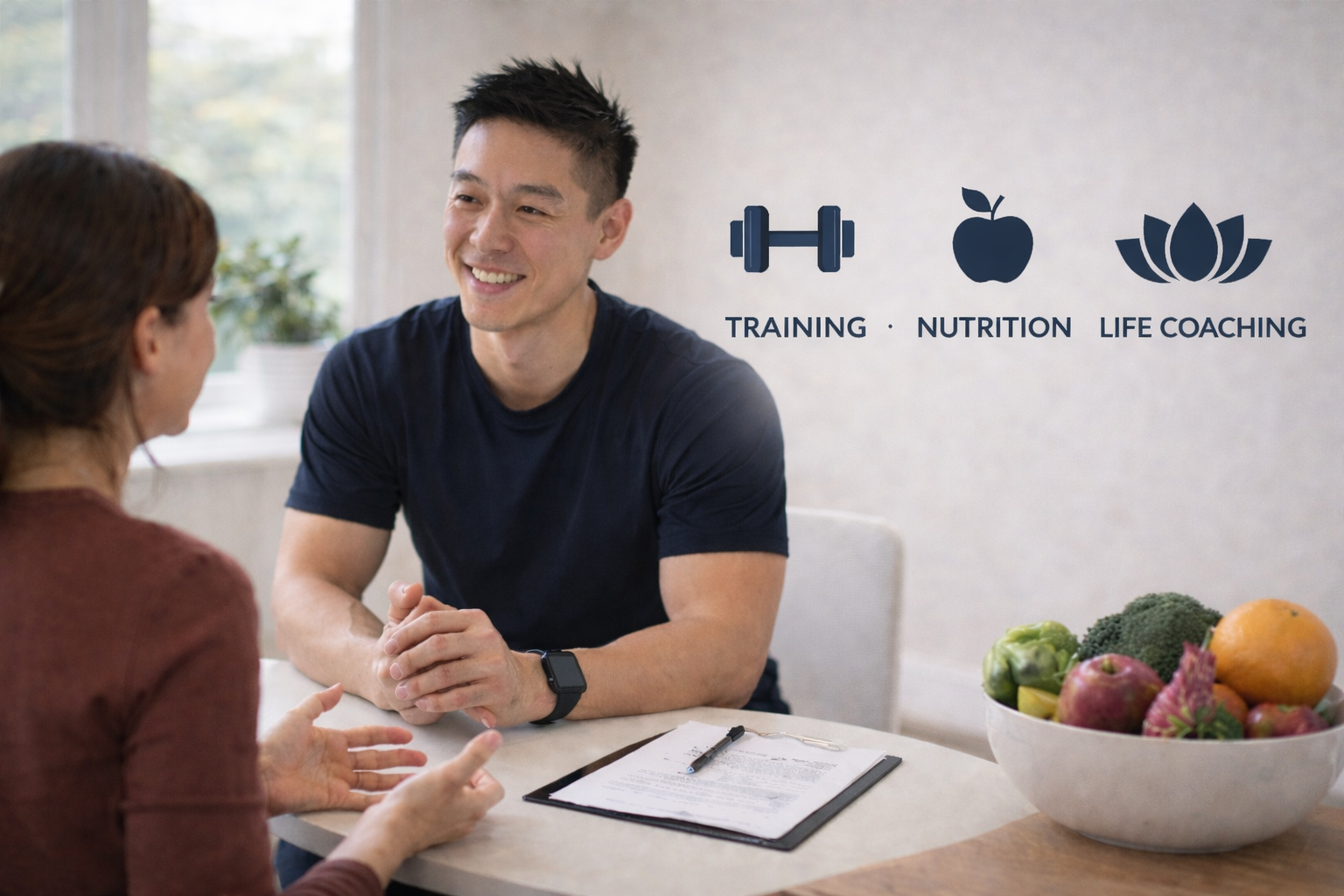 Matt Lo providing 360 health and wellbeing coaching covering training, nutrition and lifestyle support