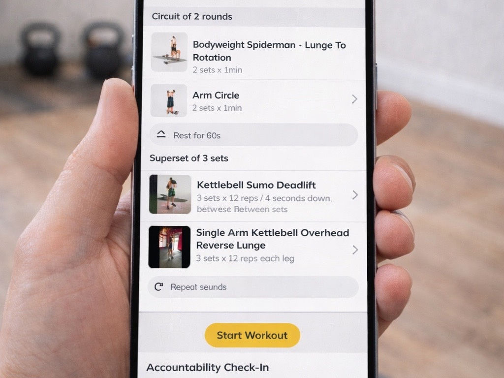 Online training programme workout displayed in Matt Lo Coaching fitness app