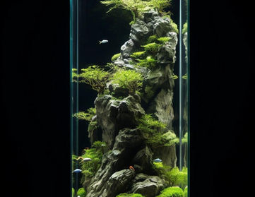 A fish tank with an odd number of fish be placed against the east wall.