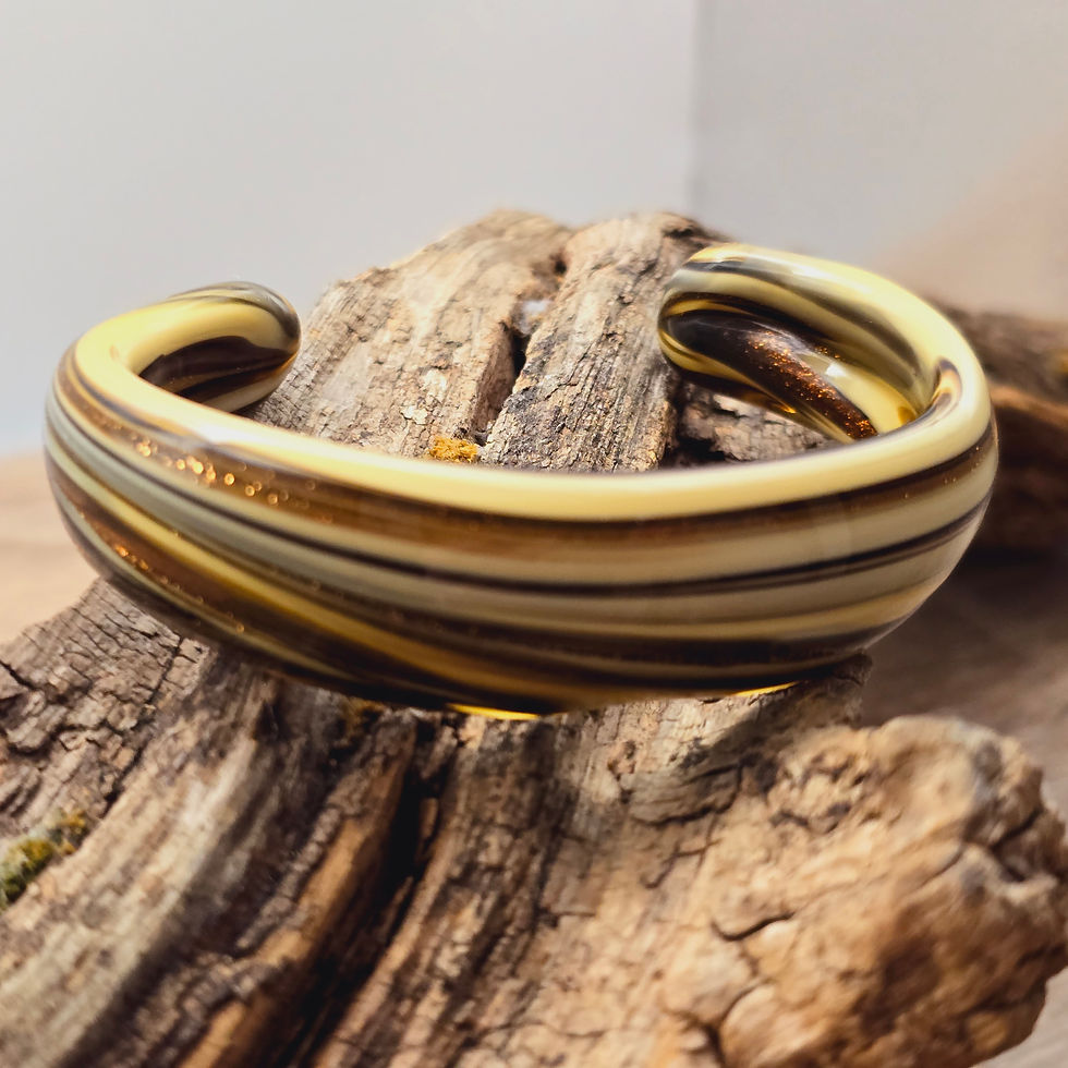 Miniaturbild: Murano Glas Armreif mit Blattgold in Braun tönen