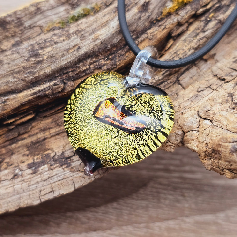 Miniaturbild: Murano Glas Herzkette, dichroitisches Glas mit Blattgold