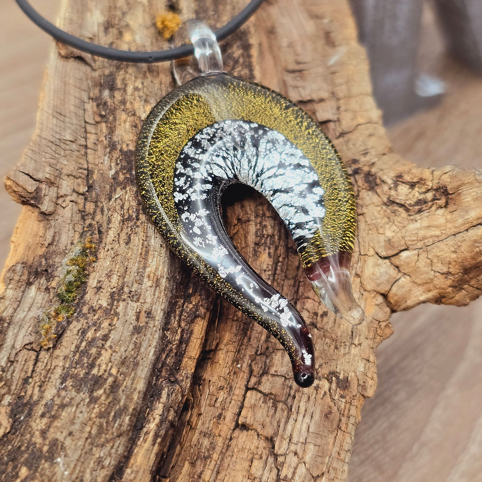 Miniaturbild: Murano Glas Kette Hufeisen mit Blattgold und Blattsilber