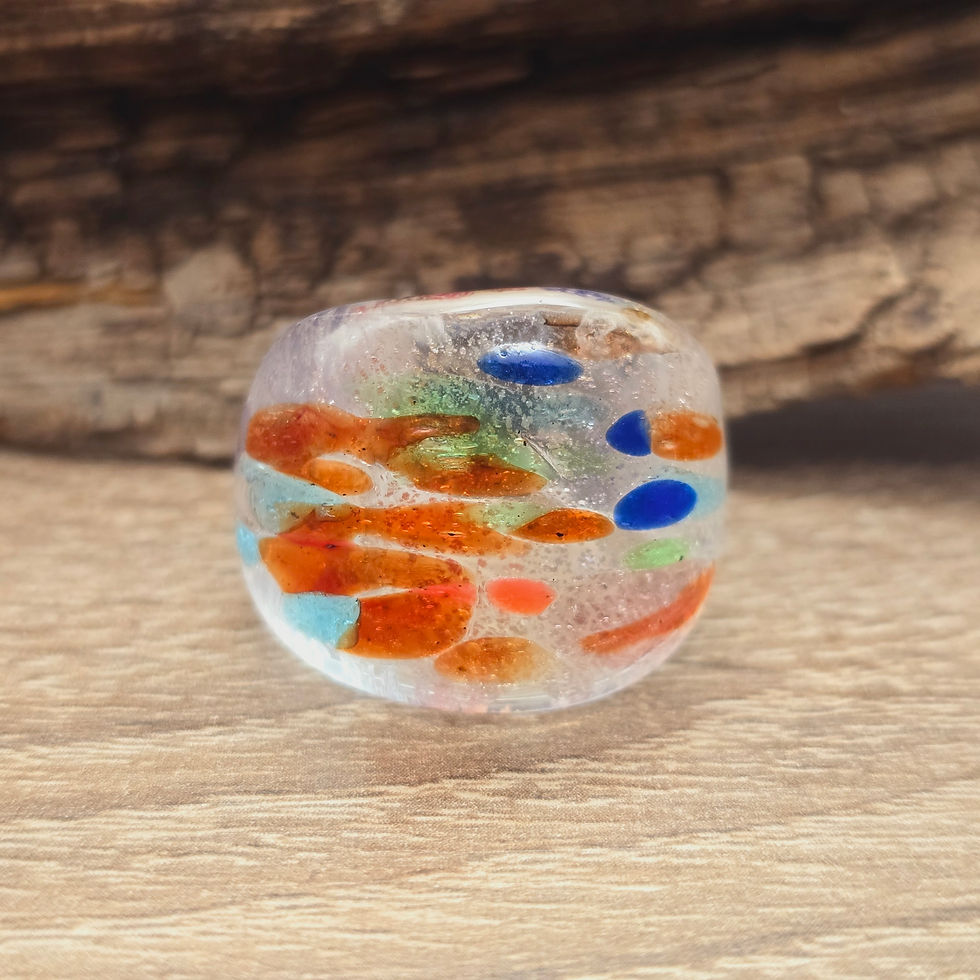 Miniaturbild: Murano Glasring in rot, blau und grün mit Blattsilber Gr. 18