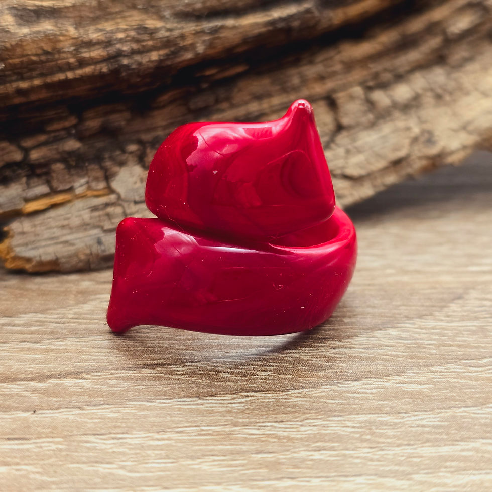 Miniaturbild: Murano Glasring Spirale uni rot Gr. 20