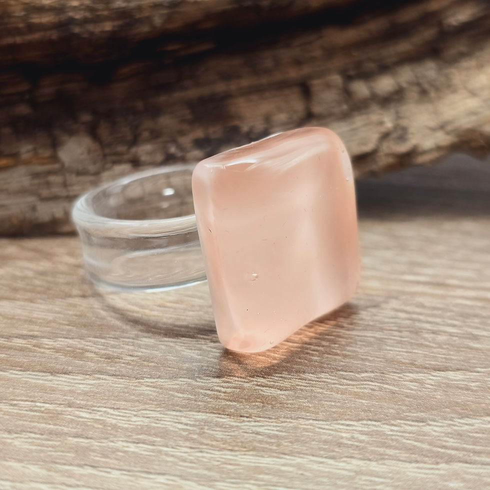 Miniaturbild: Murano Glasring in uni leuchtend rosè  mit Transparentem Ring Gr, 20