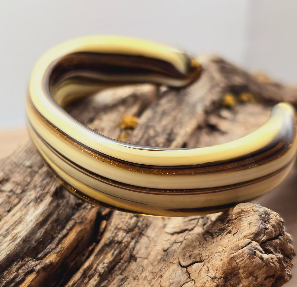 Miniaturbild: Murano Glas Armreif mit Blattgold in Braun tönen