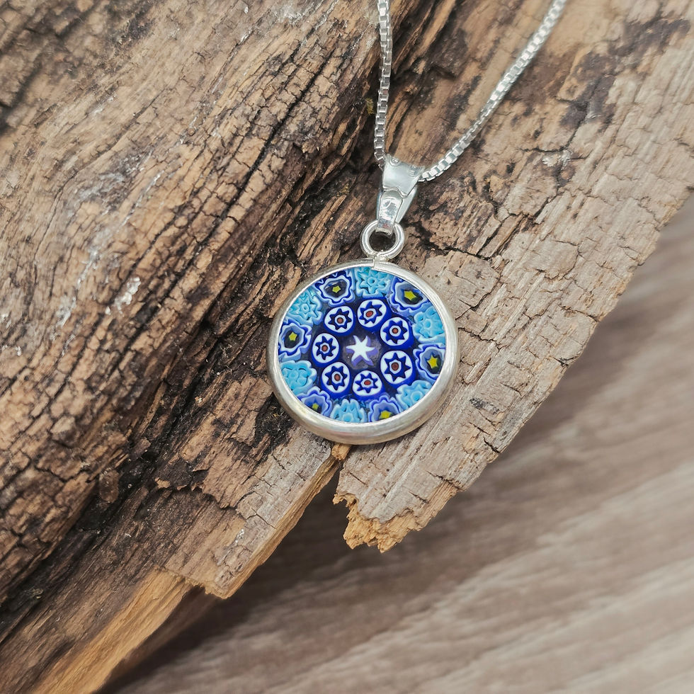 Miniaturbild: Muranoglas Kette Mille Flori in Blautönen