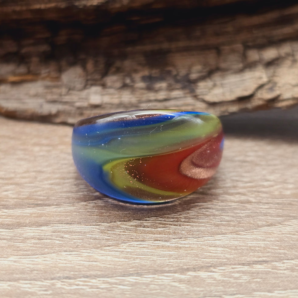 Miniaturbild: Murano Glasring in gelb, rot, blau bunt Gr. 22