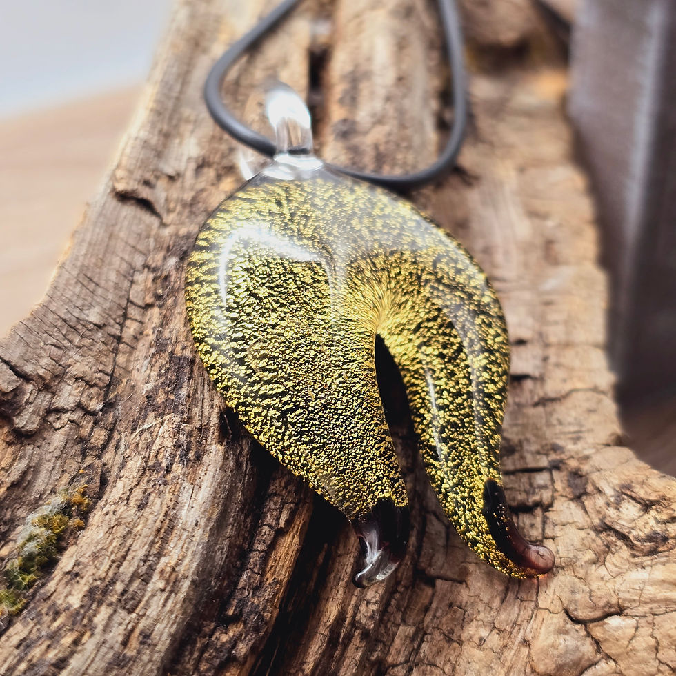 Miniaturbild: Murano Glas Kette Hufeisen mit Blattgold, gold und schwarz changierend