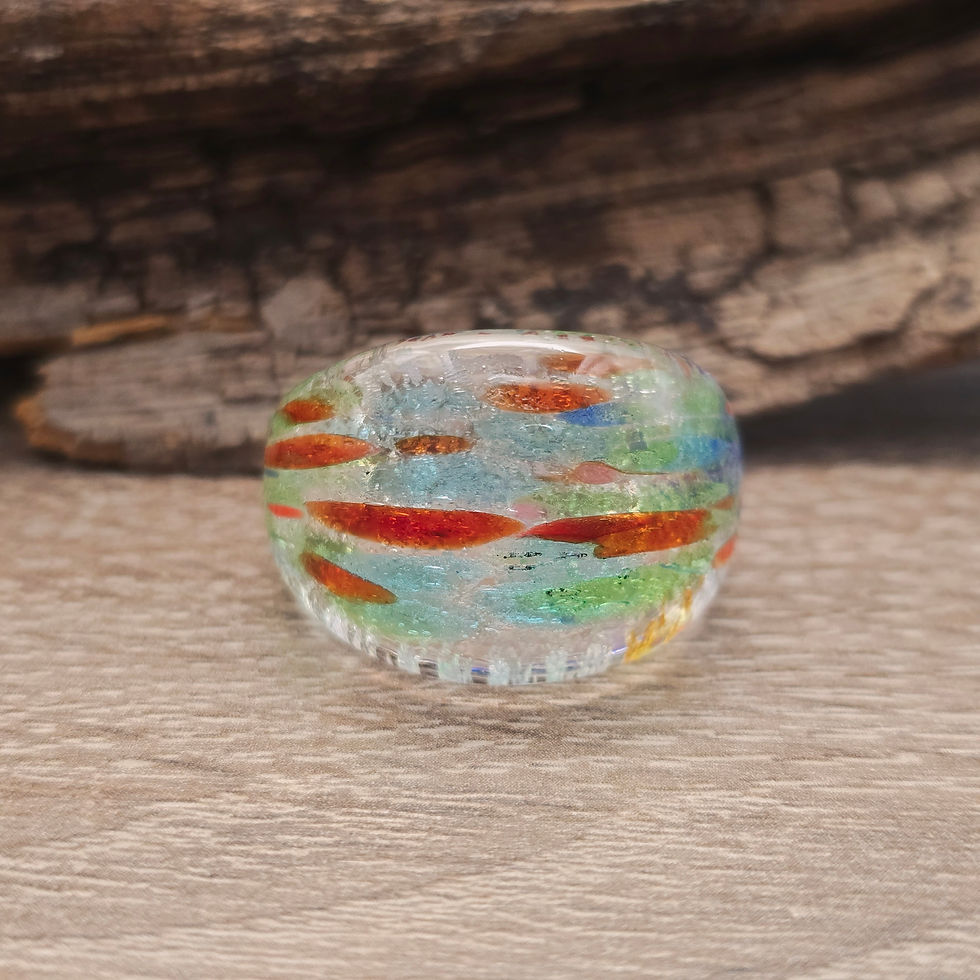 Miniaturbild: Murano Glasring in Silber mit blau, rot, grün changierend Gr. 20
