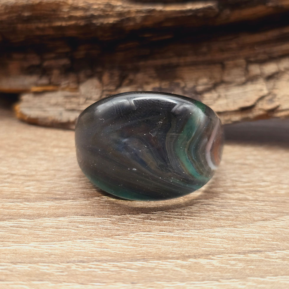 Miniaturbild: Murano Glasring in grau, grün, schwarz bunt Gr. 22