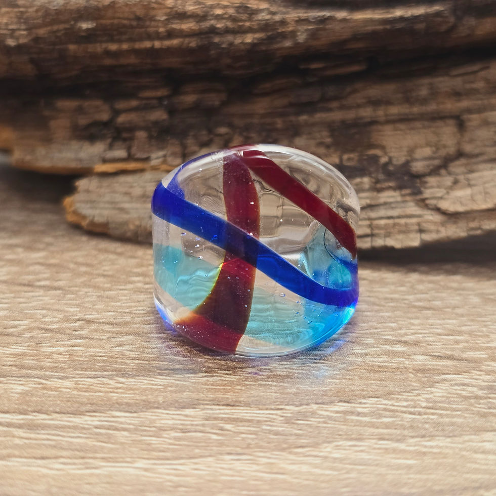 Miniaturbild: Murano Glasring in blau, pflaume auf transparent Gr. 18