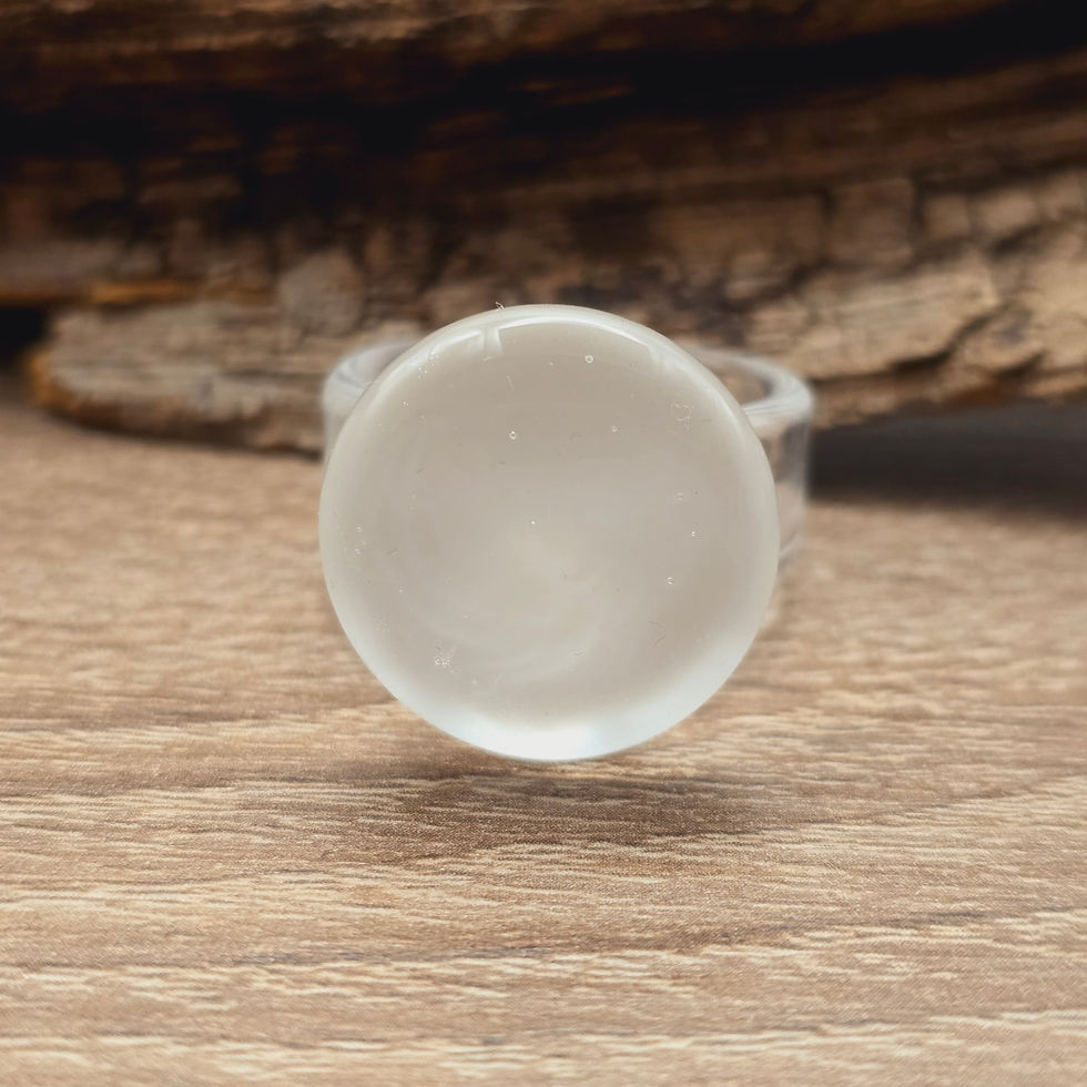 Miniaturbild: Murano Glasring uni weiß auf transparenter Ring Gr. 22