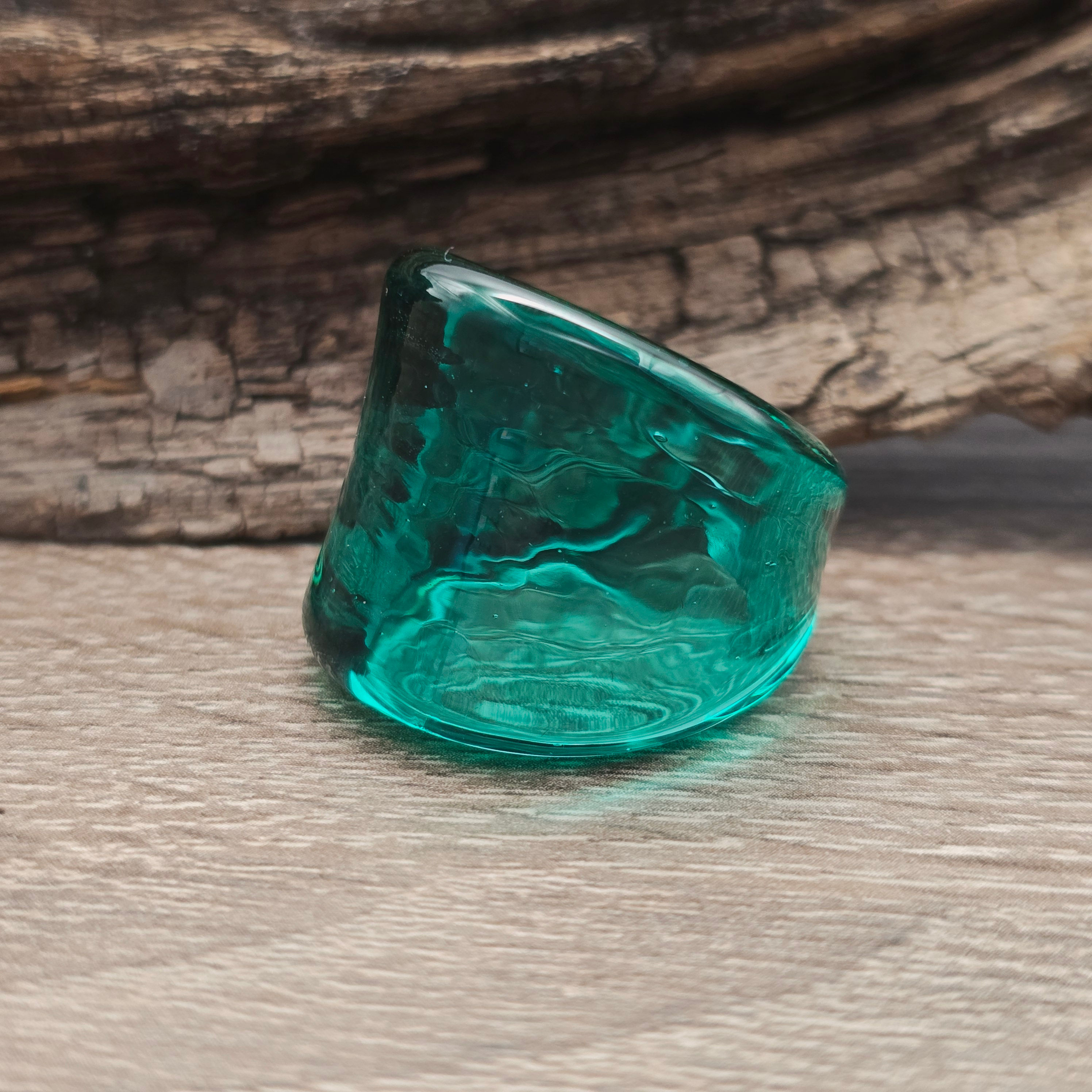 Murano Glasring in uni grün transparent Gr. 20