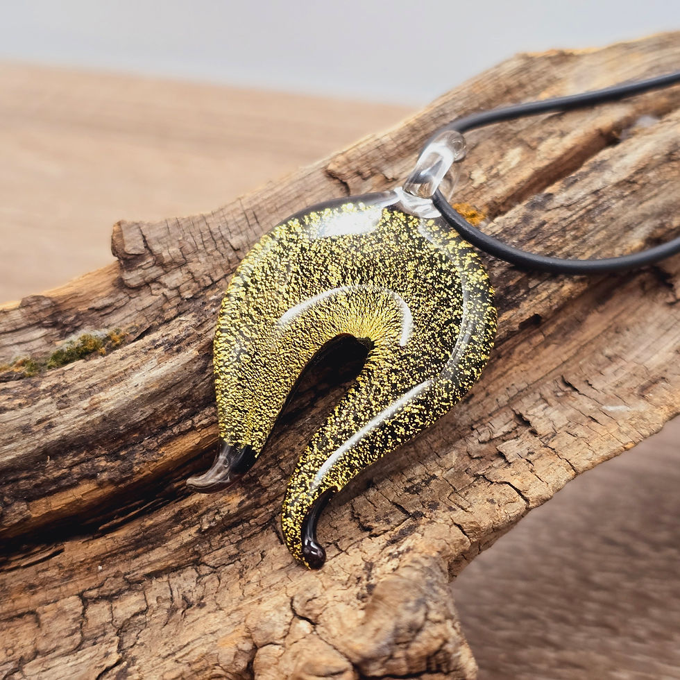 Miniaturbild: Murano Glas Kette Hufeisen mit Blattgold, gold und schwarz changierend