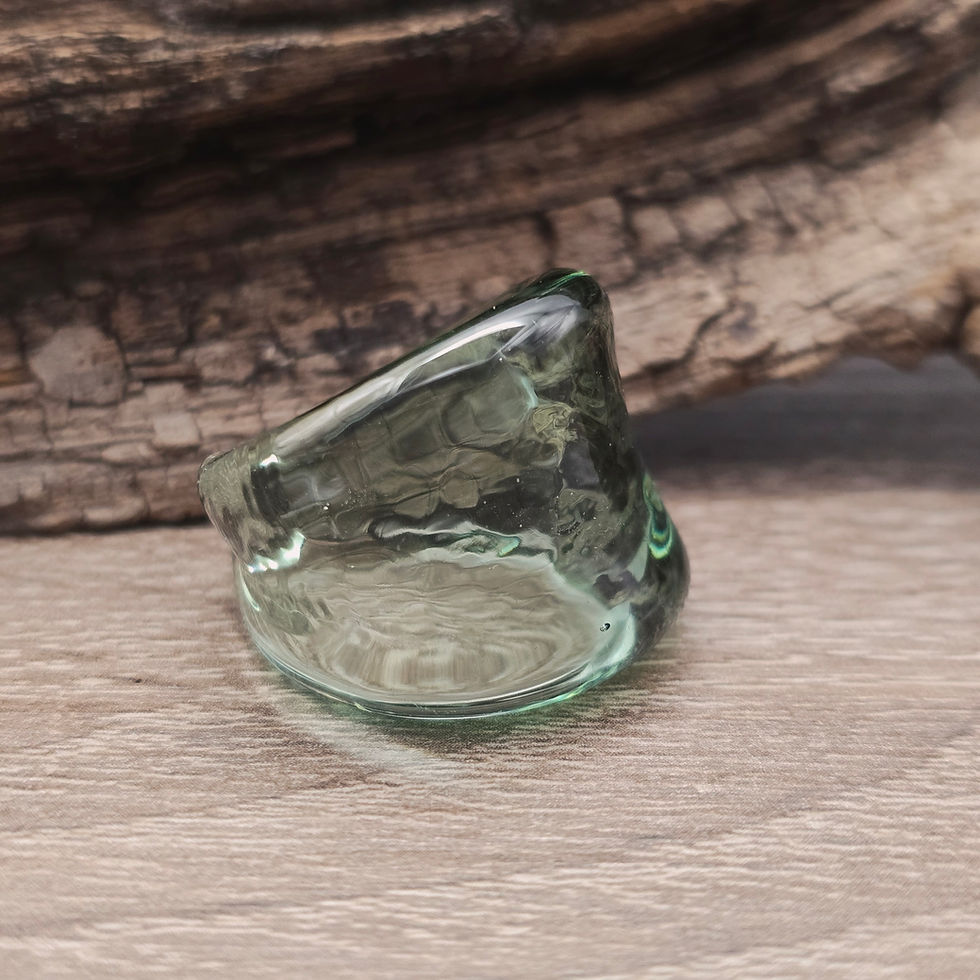 Miniaturbild: Murano Glasring in uni grau-grün transparent Gr. 18