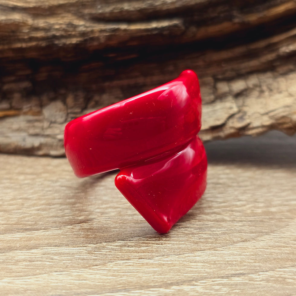 Miniaturbild: Murano Glasring Spirale uni rot Gr. 22
