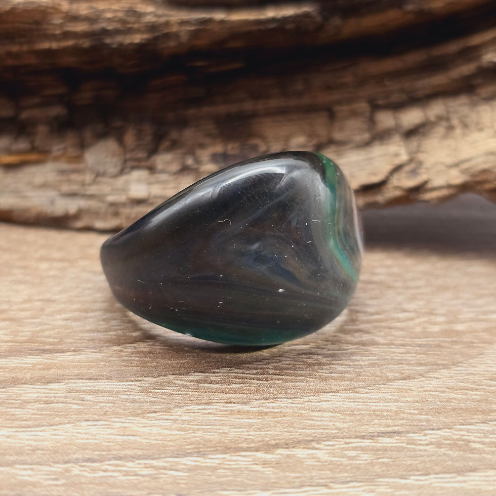 Miniaturbild: Murano Glasring in grau, grün, schwarz bunt Gr. 22